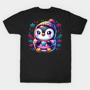 Penguin Christmas Winter Cute Chibi Kawaii Cartoon T-Shirt